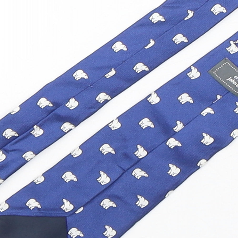 John Lewis  Mens Blue Geometric Silk Pointed Tie One Size