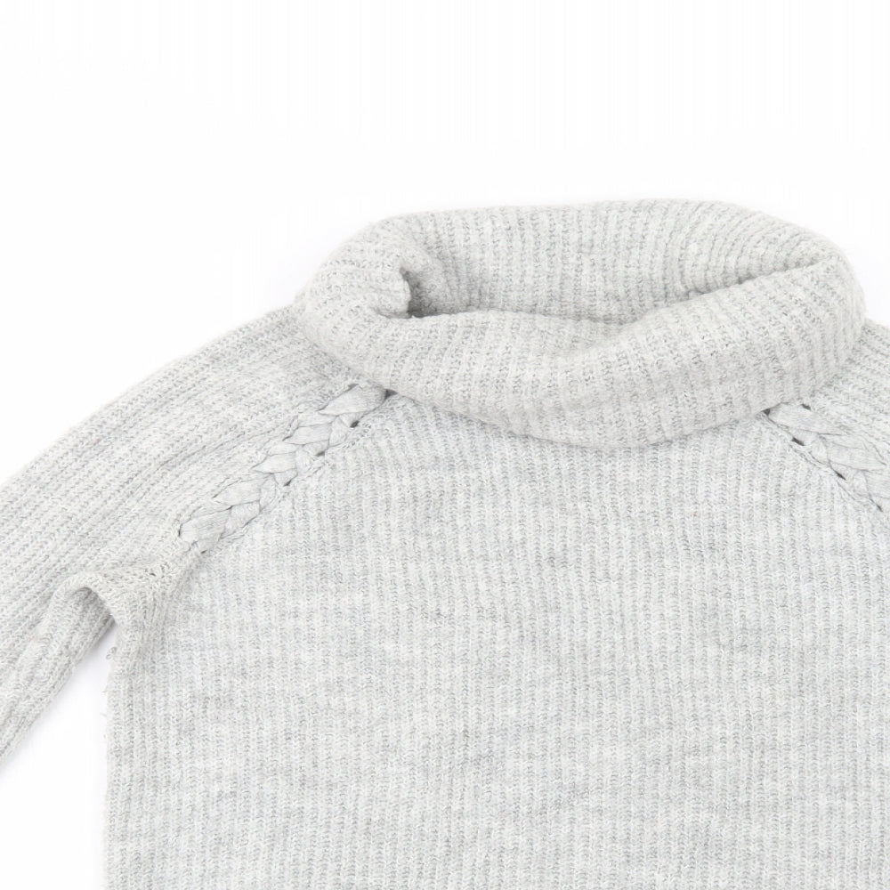 Hollister Womens Grey Roll Neck  Acrylic Pullover Jumper Size S