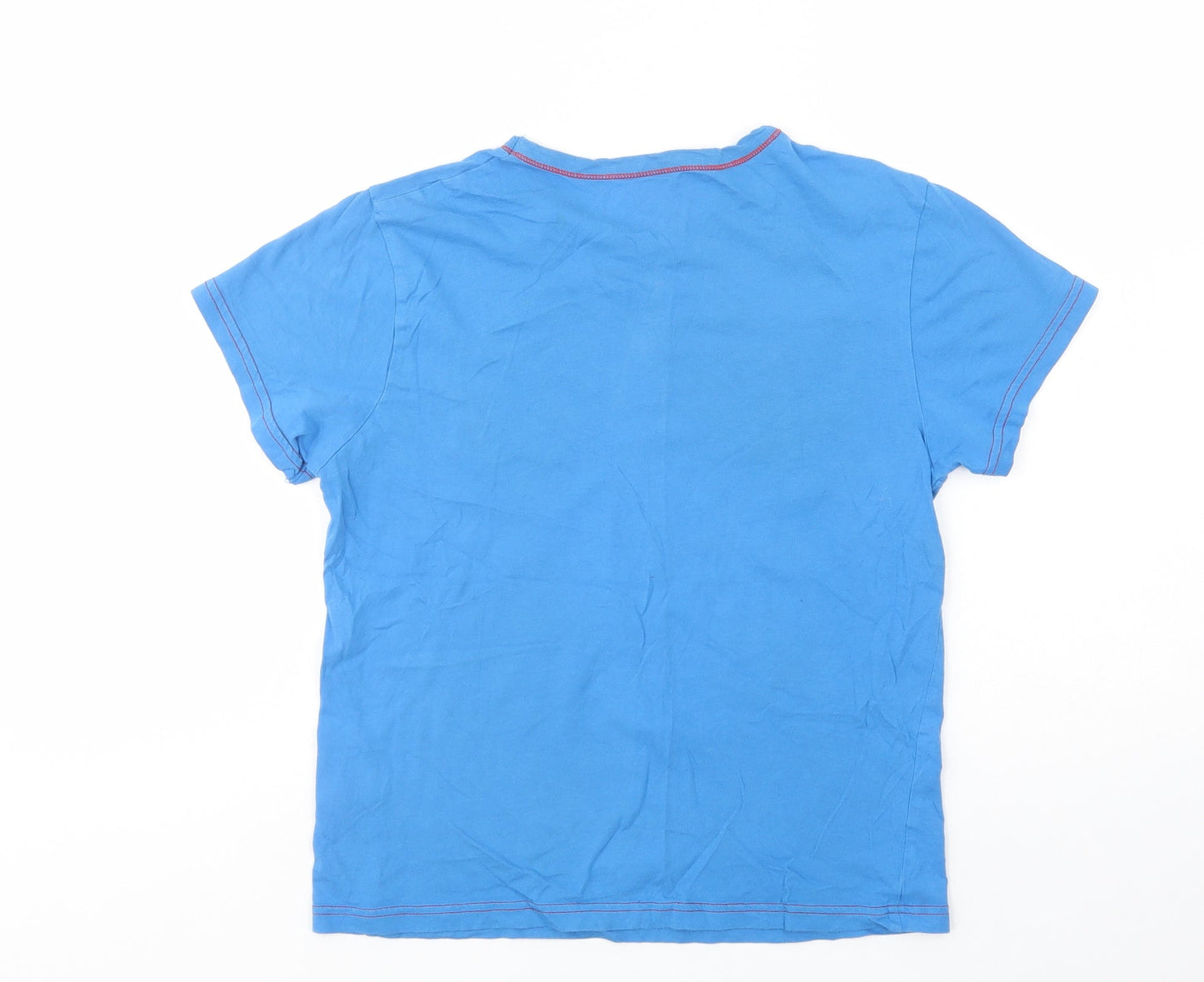 F&F Boys Blue  Cotton Basic T-Shirt Size 11-12 Years Crew Neck Pullover - Football