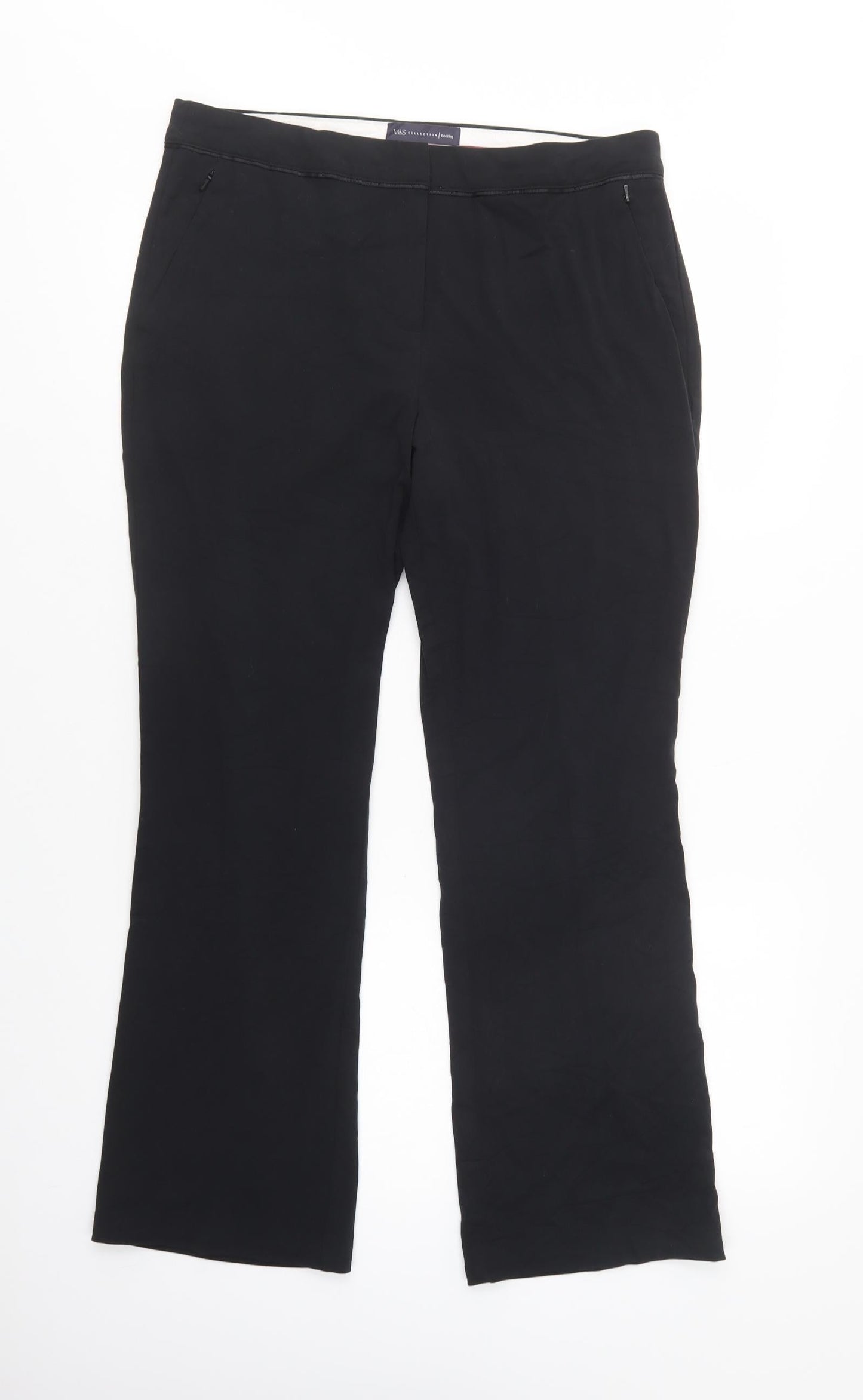 Marks and Spencer Womens Black  Viscose Dress Pants Trousers Size 12 L31 in Regular Button