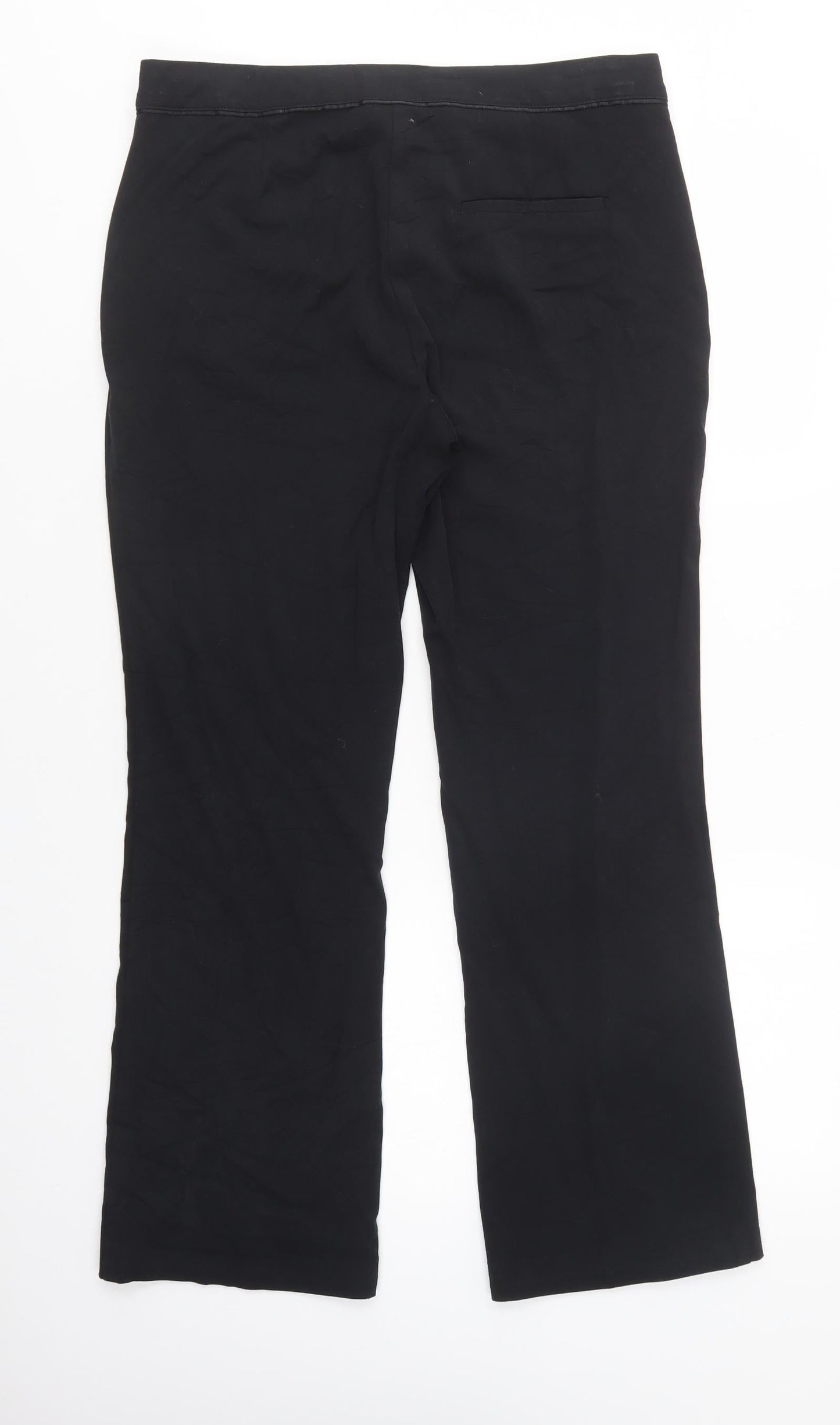 Marks and Spencer Womens Black  Viscose Dress Pants Trousers Size 12 L31 in Regular Button