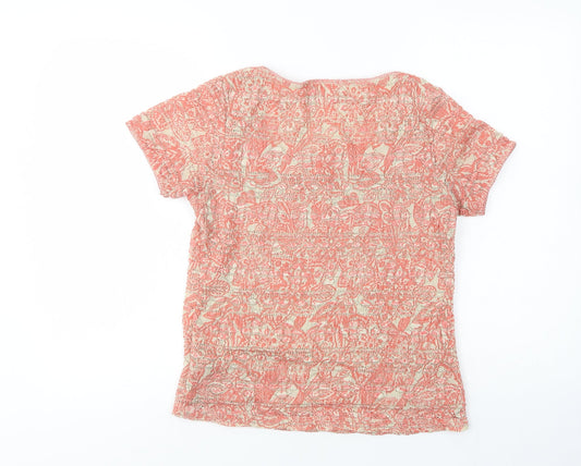 East 5th Womens Pink Floral Polyester Basic Blouse Size M Square Neck