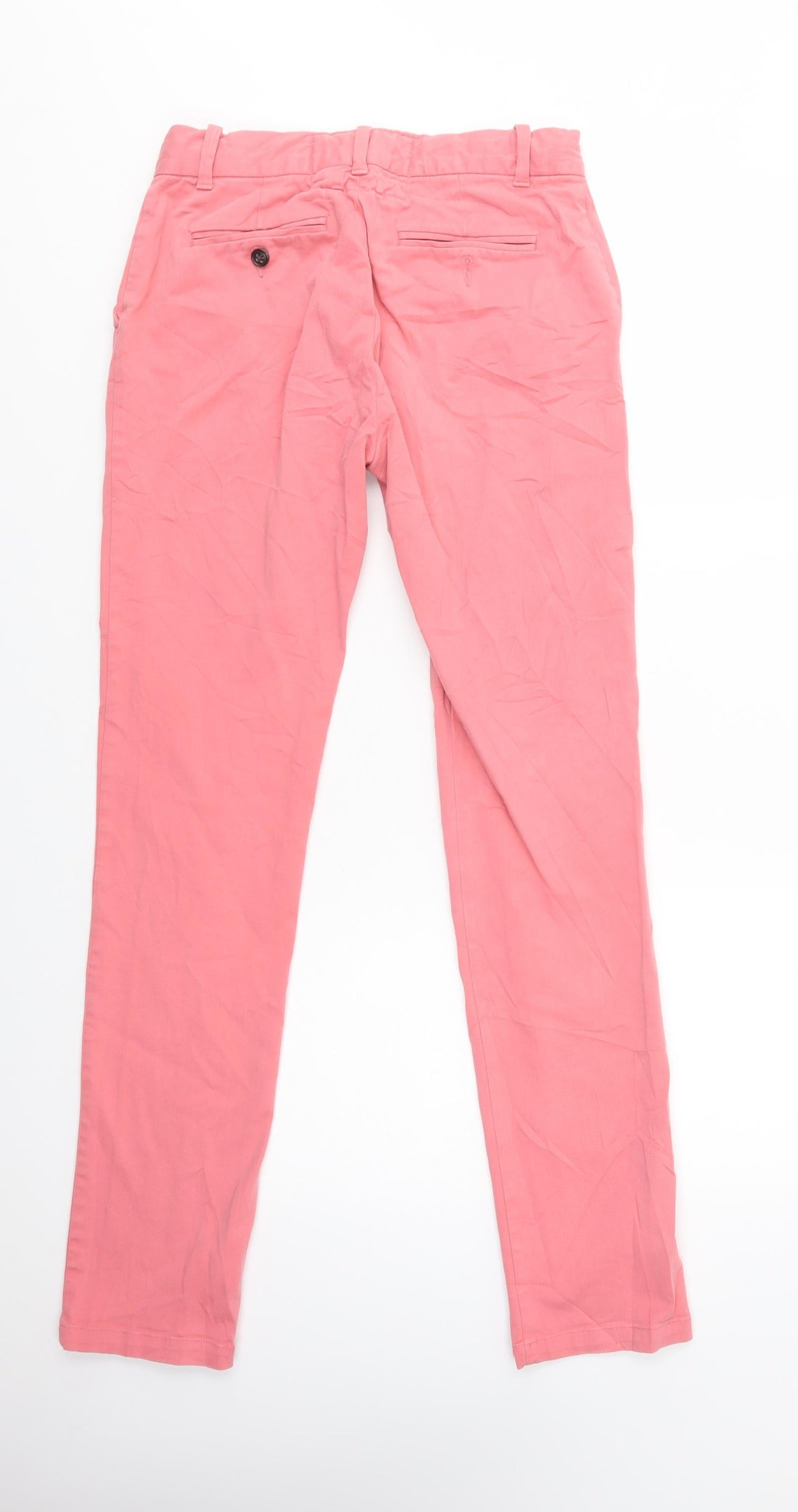 AUBIN & WILLS Womens Pink  Cotton Chino Trousers Size 8 L33 in Regular Button