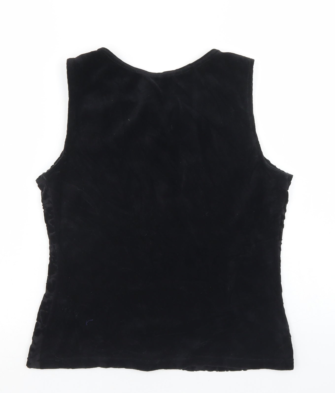 Marks and Spencer Womens Black Floral Cotton Cropped Tank Size 14 Round Neck