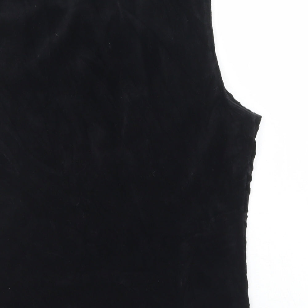 Marks and Spencer Womens Black Floral Cotton Cropped Tank Size 14 Round Neck