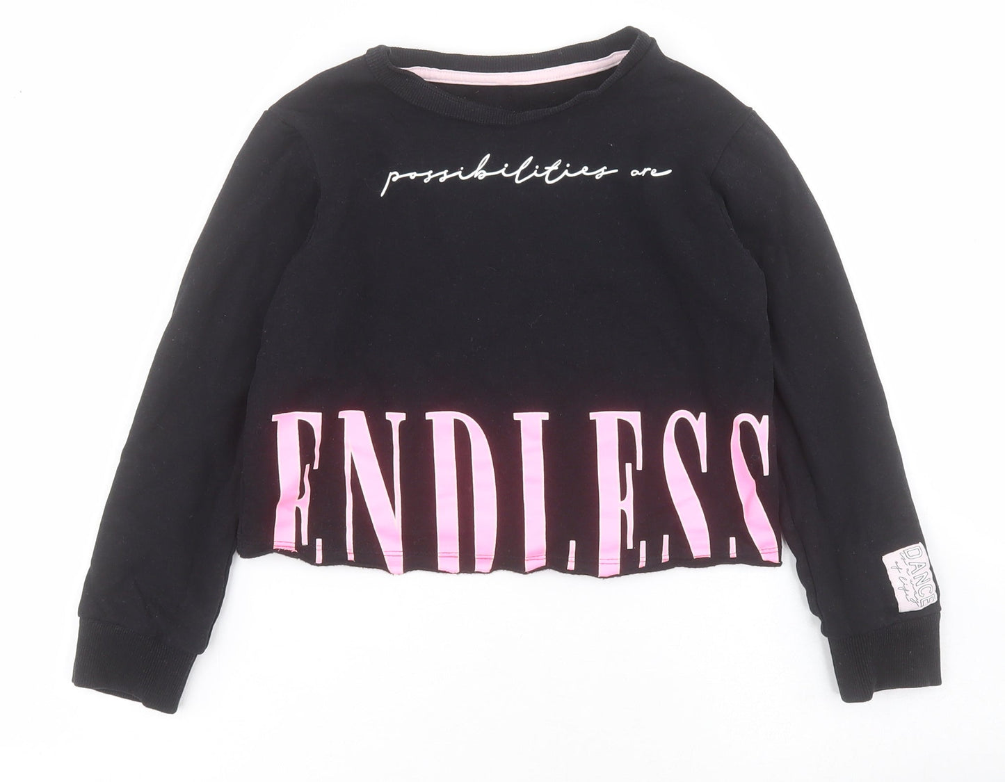 George Girls Black  Cotton Pullover Hoodie Size 7-8 Years  Pullover - Cropped