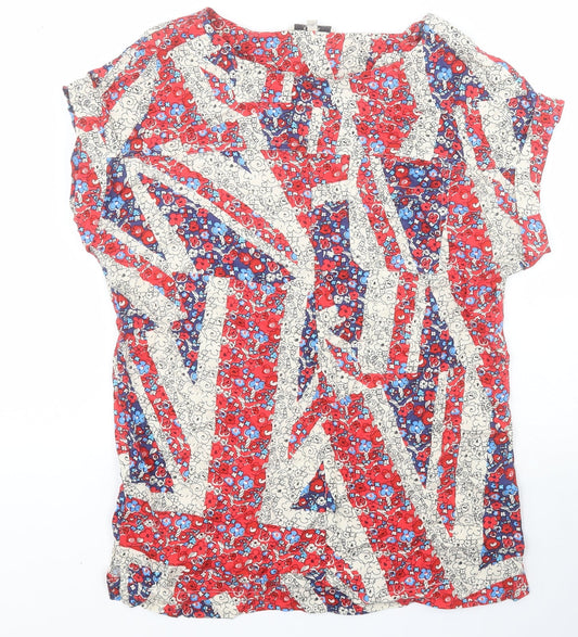 NEXT Womens Multicoloured Floral Viscose Basic Blouse Size 6 Round Neck - Jubilee