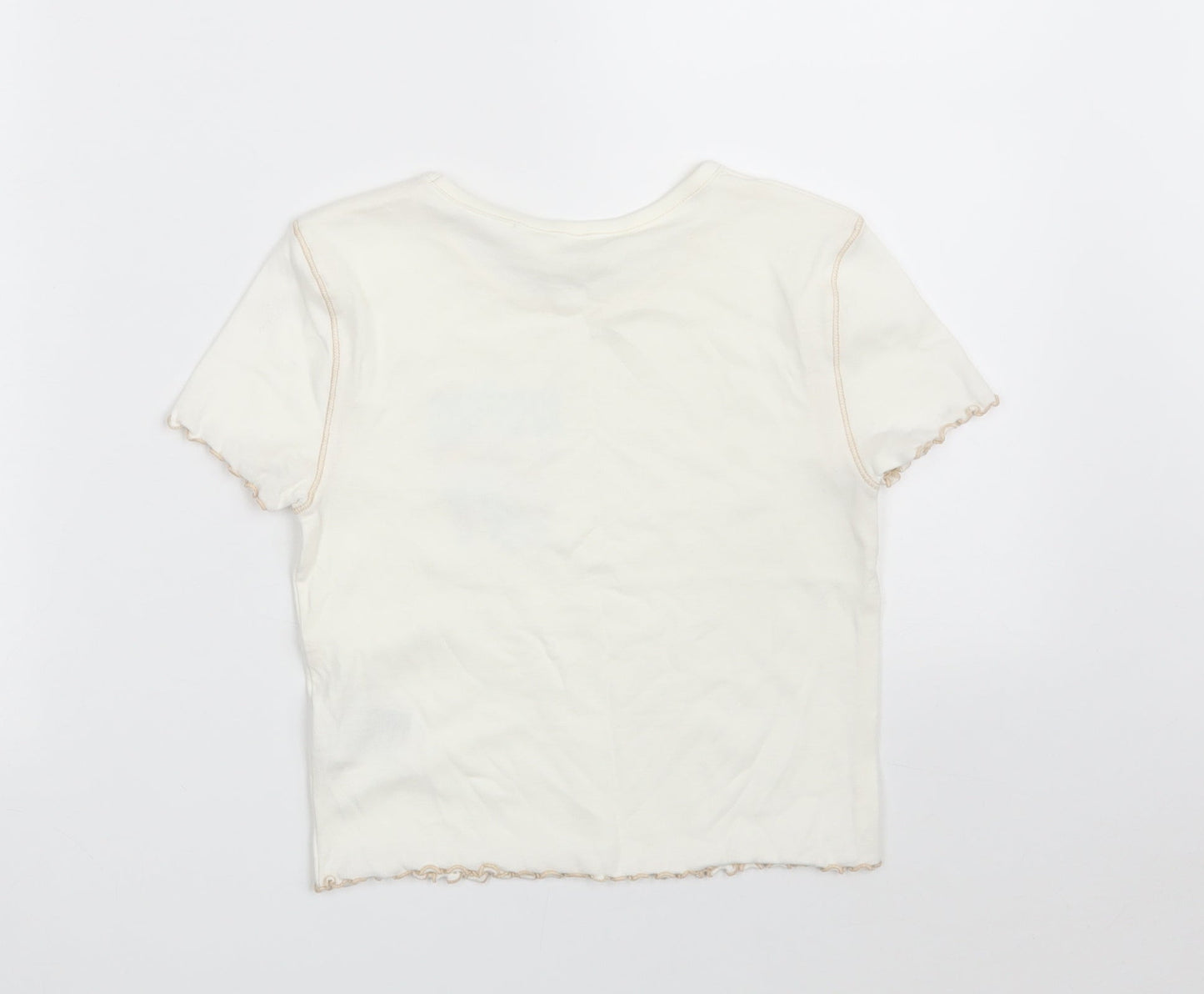 H&M Girls White  Cotton Cropped T-Shirt Size 10-11 Years Crew Neck  - Sunshine on my Mind