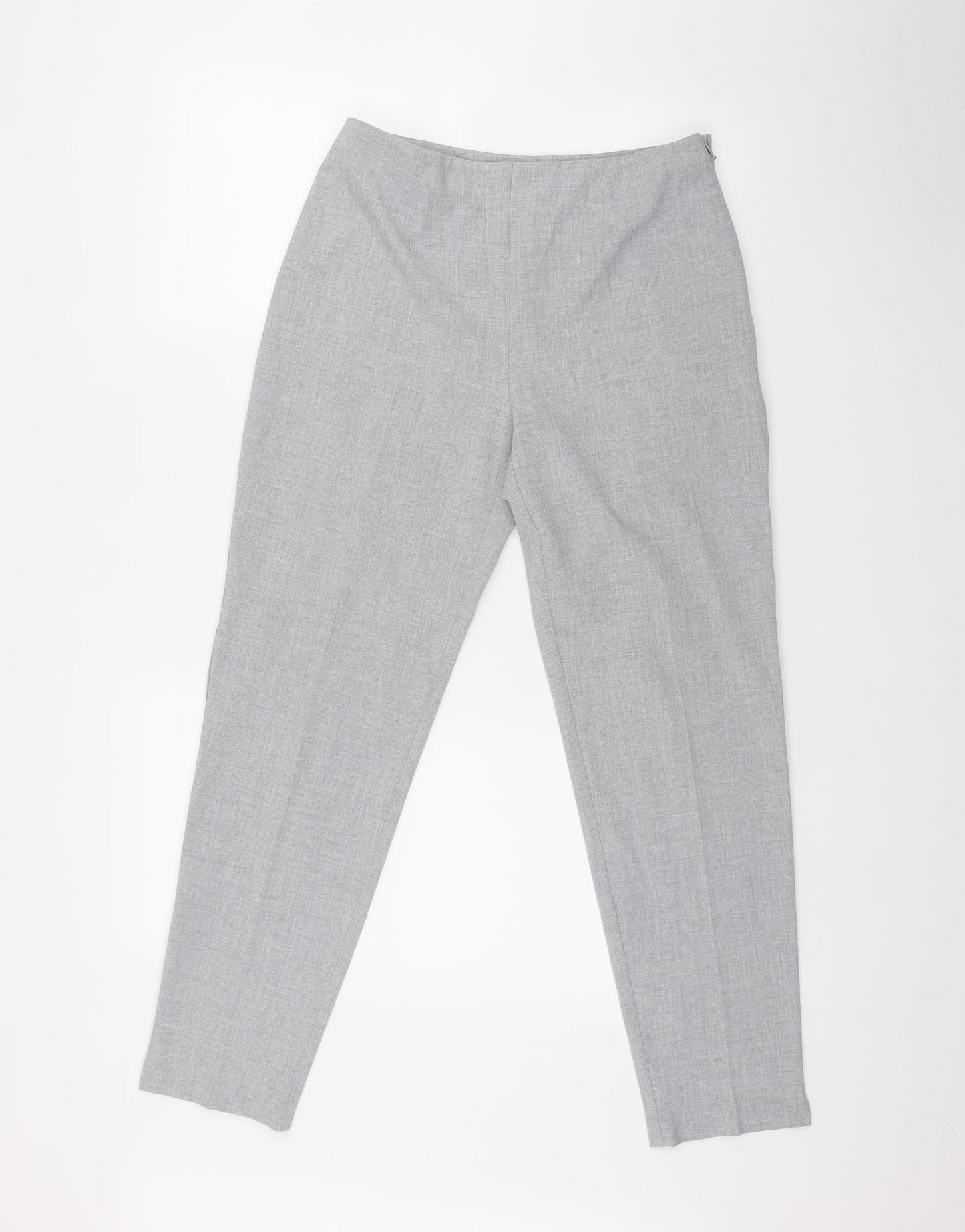 Marks and Spencer Womens Grey  Polyester Trousers  Size 12 L28 in Regular Zip