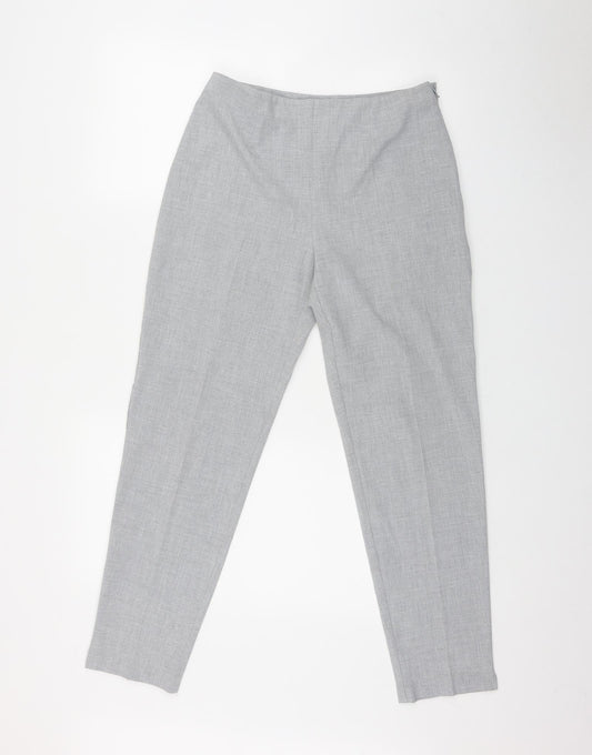 Marks and Spencer Womens Grey  Polyester Trousers  Size 12 L28 in Regular Zip