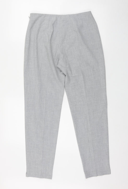 Marks and Spencer Womens Grey  Polyester Trousers  Size 12 L28 in Regular Zip