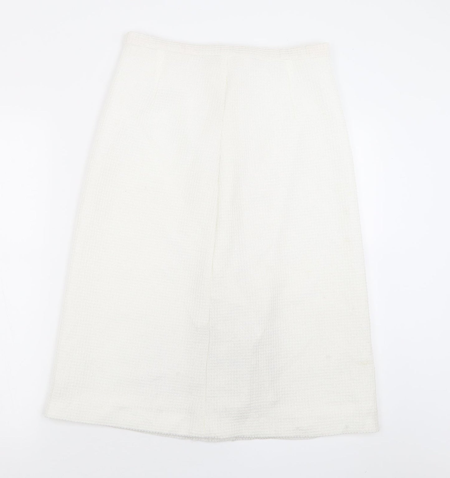 Preworn Womens White  Polyester A-Line Skirt Size 30   Hook & Eye