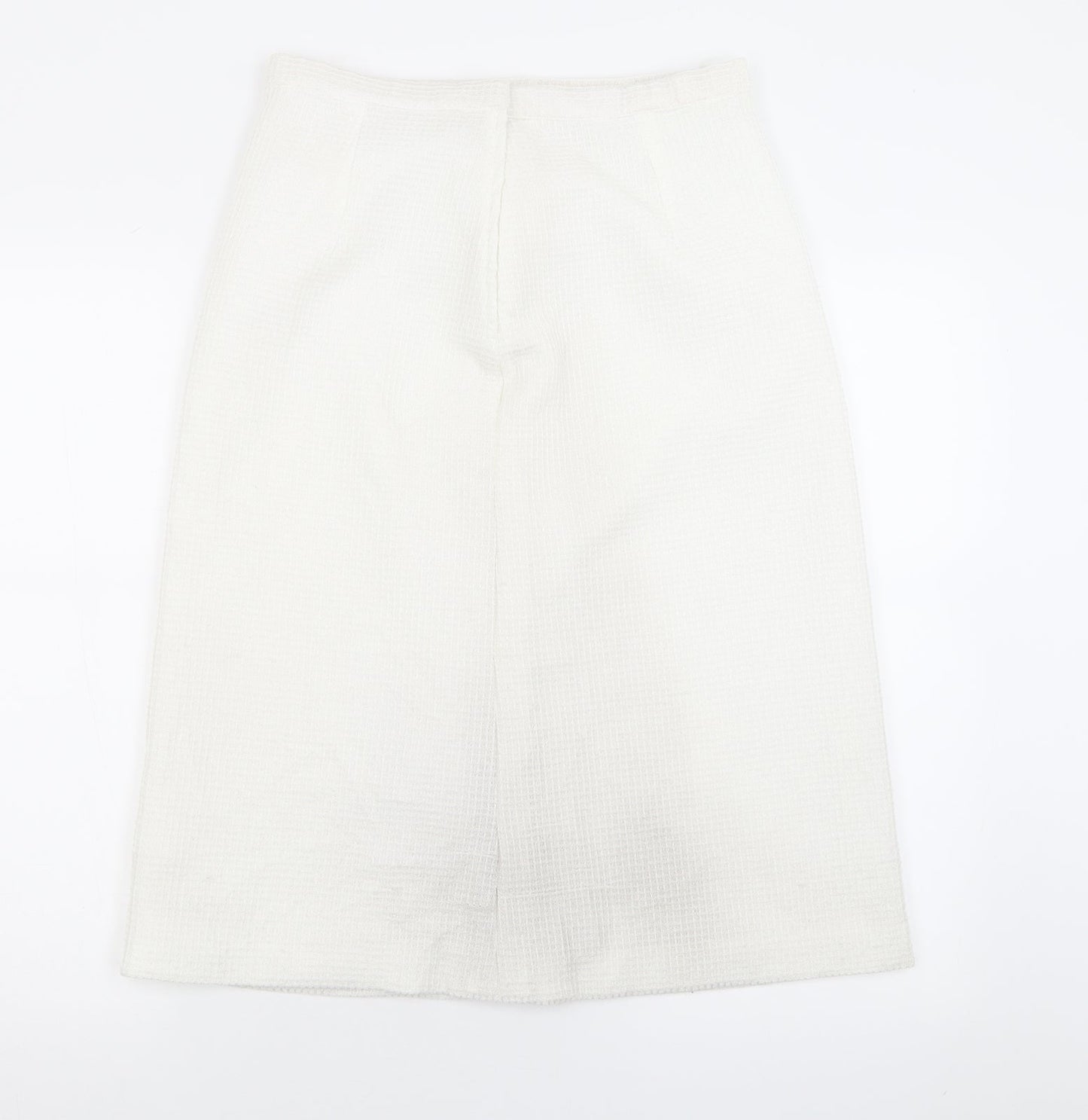 Preworn Womens White  Polyester A-Line Skirt Size 30   Hook & Eye