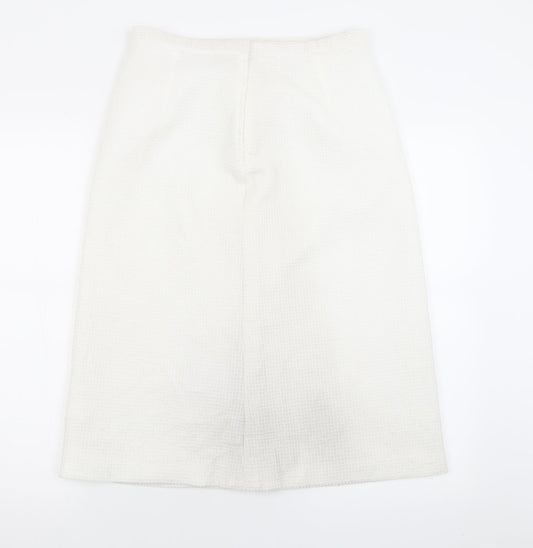 Preworn Womens White  Polyester A-Line Skirt Size 30   Hook & Eye