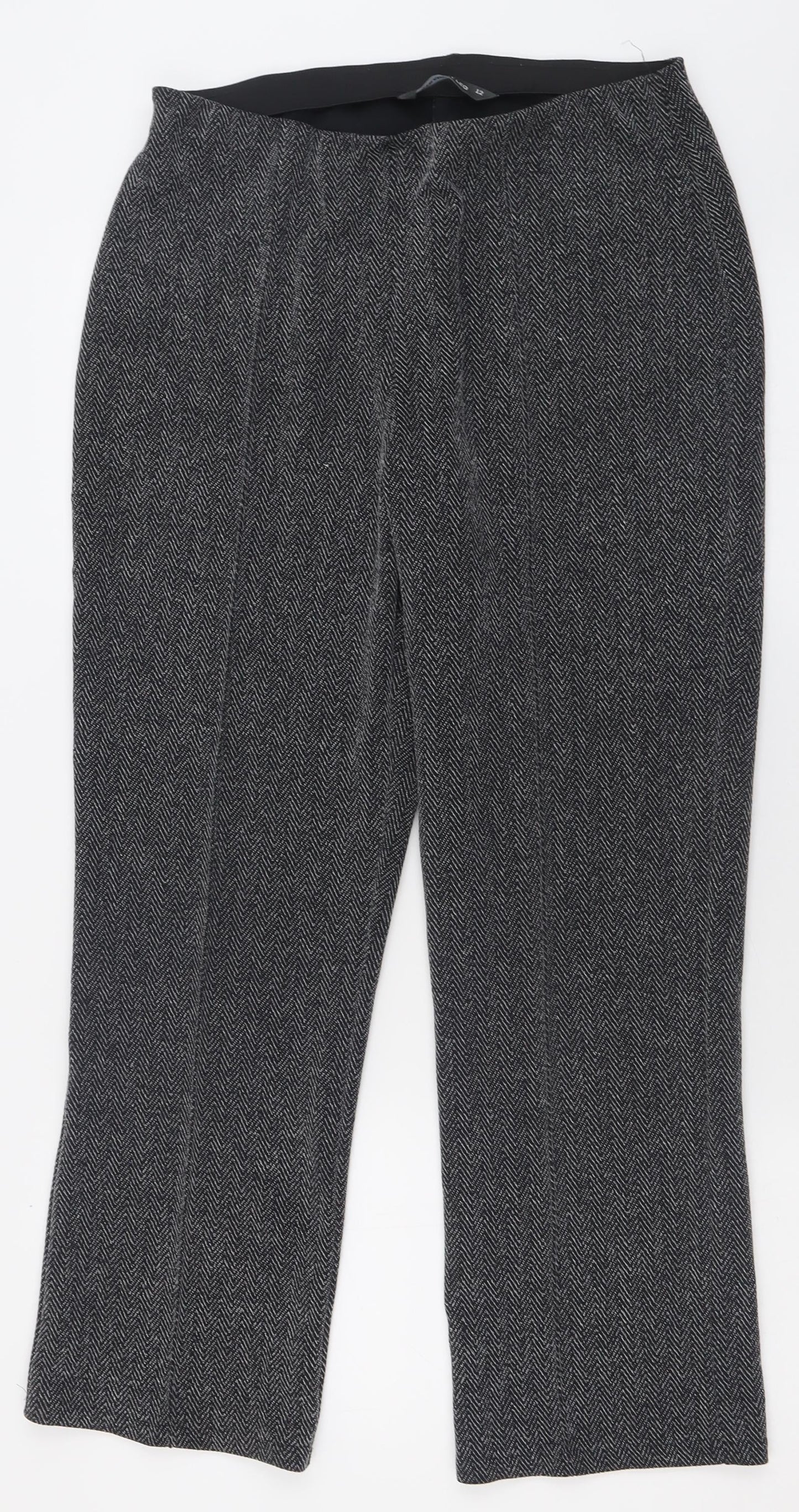 bonmarch Womens Grey Geometric Polyester Trousers  Size 12 L29 in Regular