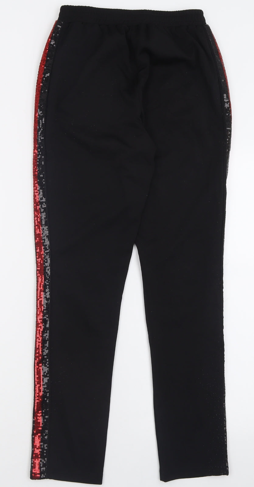 Diffuse Womens Black Striped Polyester Trousers  Size 8 L29 in Regular