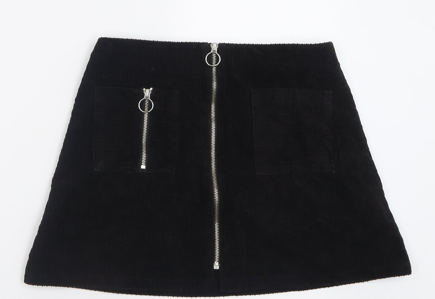 side party Womens Black  Cotton A-Line Skirt Size M   Zip