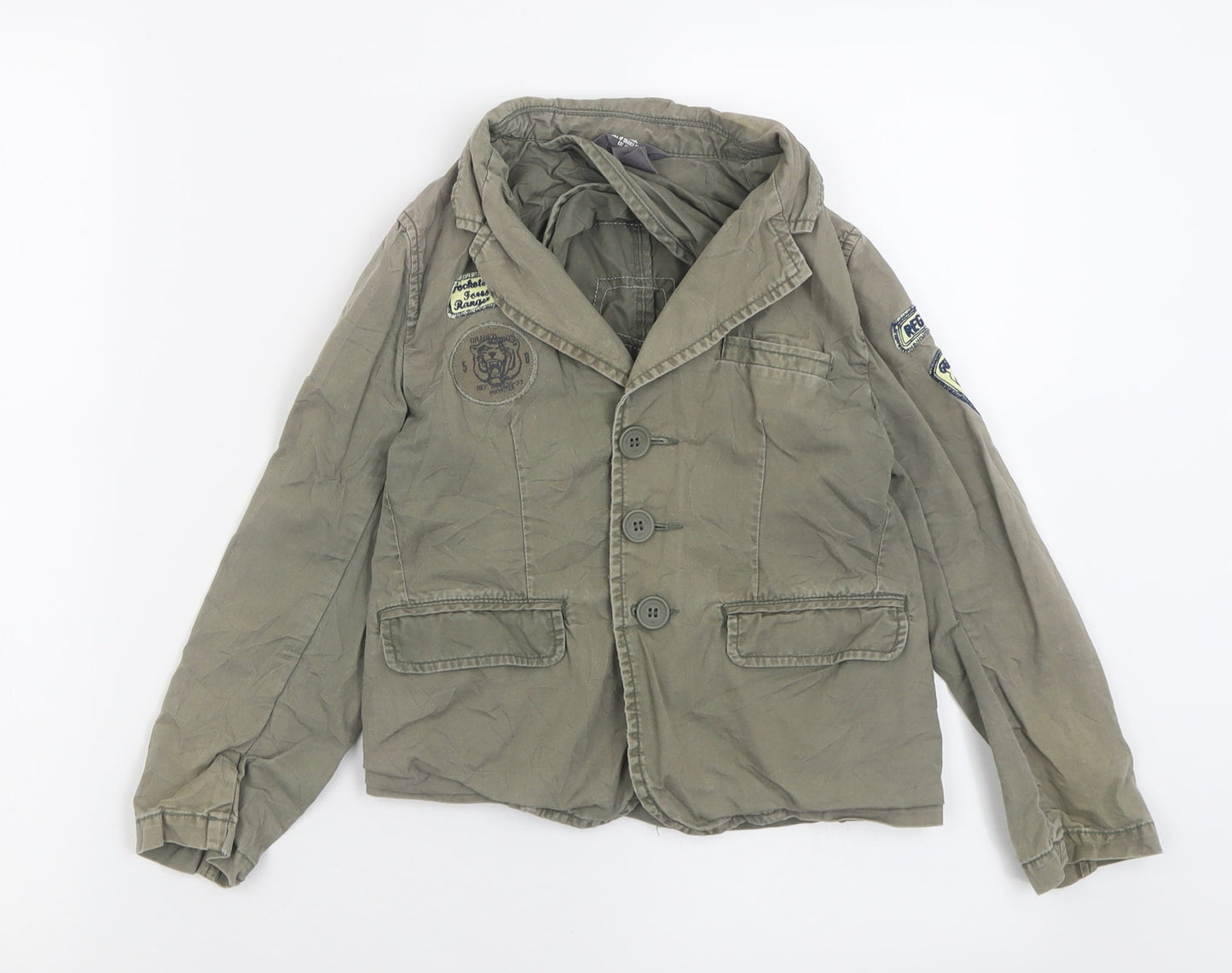 H&M Boys Green   Basic Jacket Jacket Size 6 Years  Button