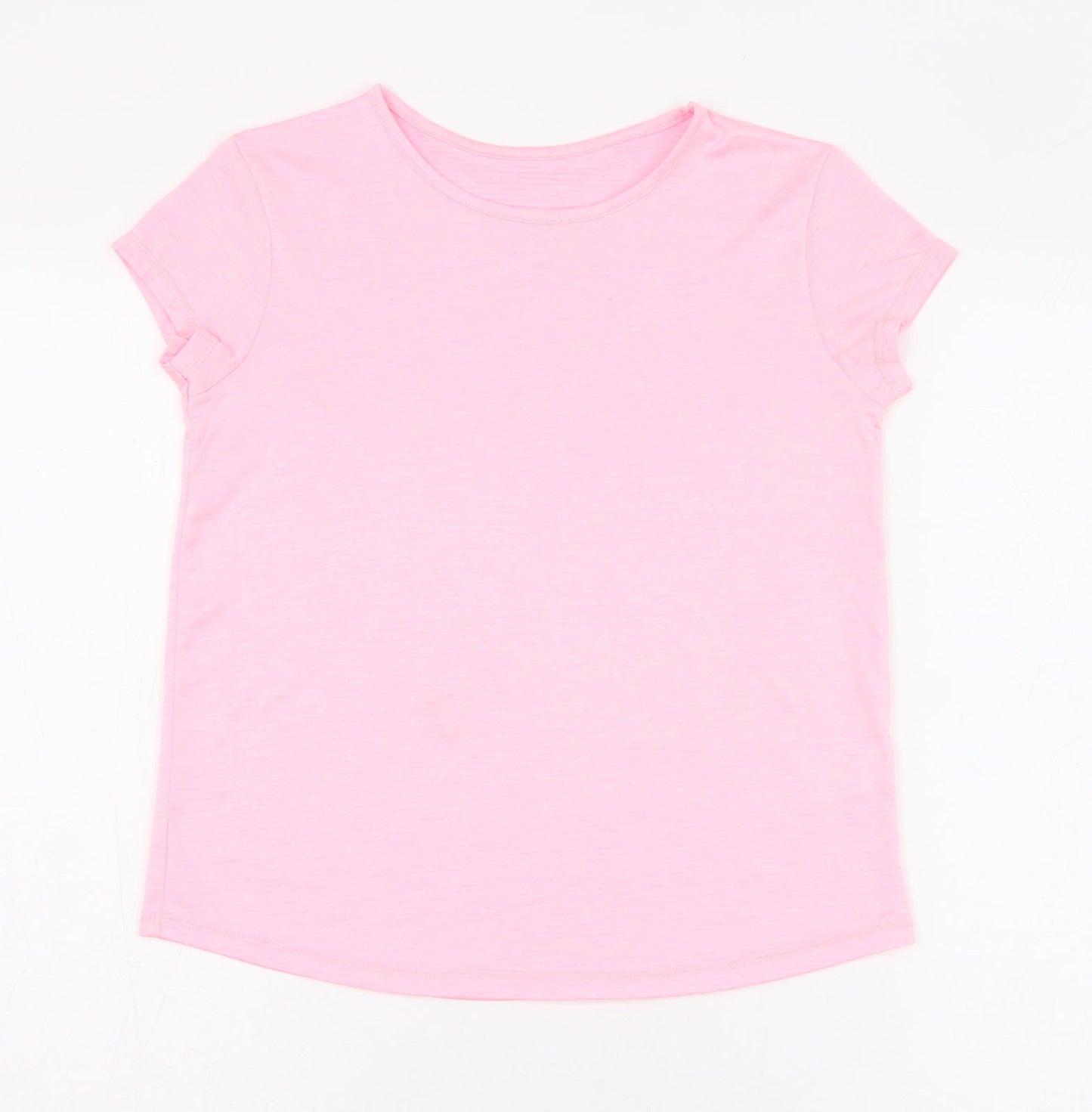 Dunnes Stores Girls Pink  Polyester Basic T-Shirt Size 10-11 Years Round Neck Pullover