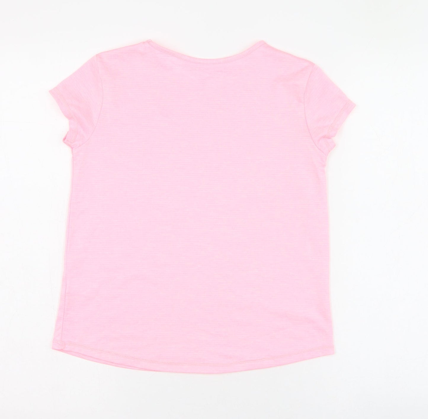 Dunnes Stores Girls Pink  Polyester Basic T-Shirt Size 10-11 Years Round Neck Pullover
