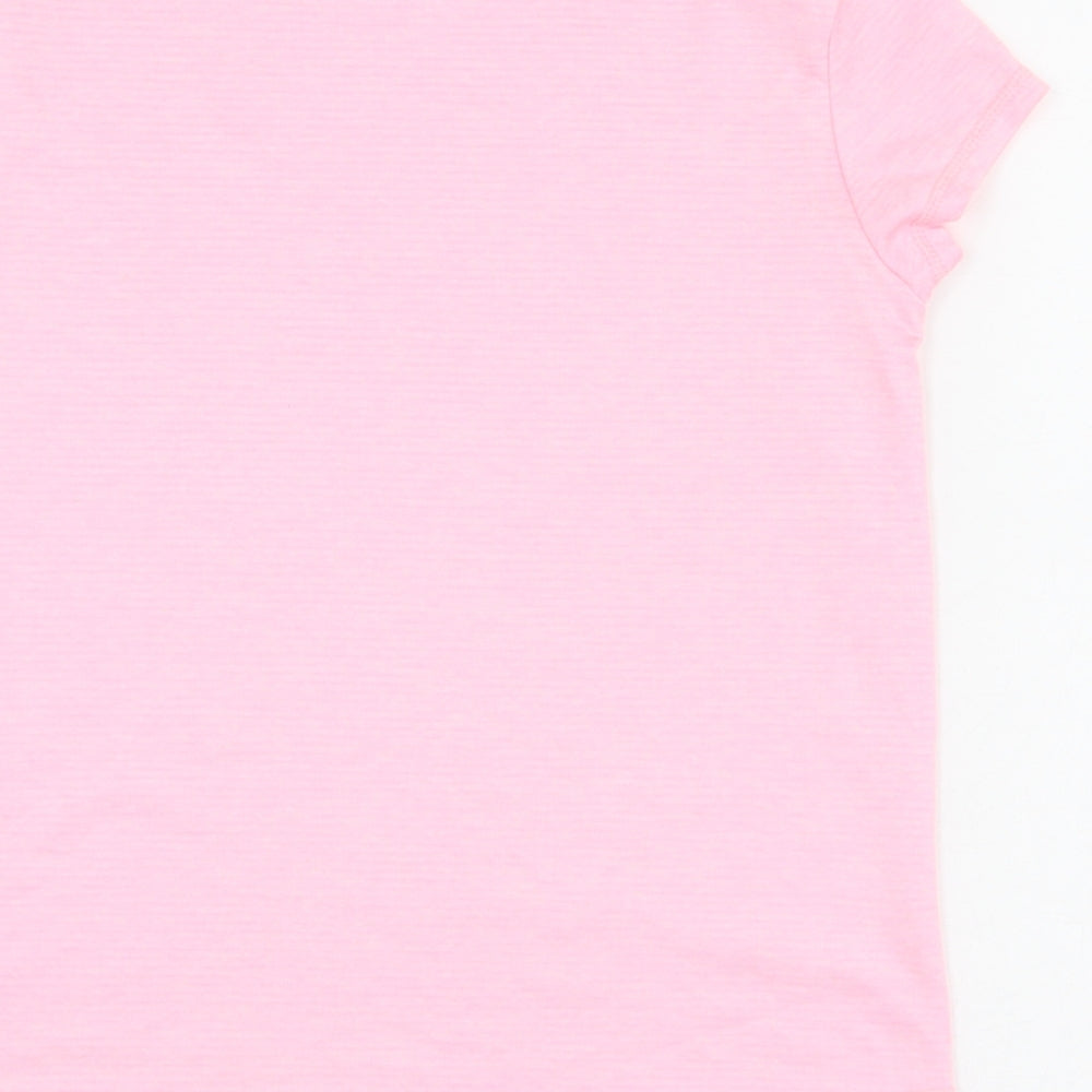 Dunnes Stores Girls Pink  Polyester Basic T-Shirt Size 10-11 Years Round Neck Pullover