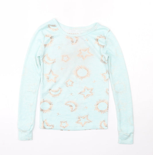 Danskin Girls Blue Round Neck Geometric Polyester Pullover Jumper Size 6 Years
