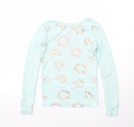 Danskin Girls Blue Round Neck Geometric Polyester Pullover Jumper Size 6 Years