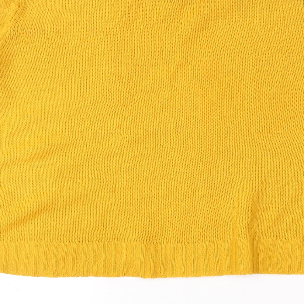 H&M Womens Yellow Round Neck  Acrylic Henley Jumper Size S