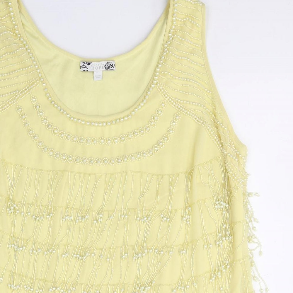 Joanna Hope Womens Yellow  Polyester Basic Blouse Size 20 Round Neck - Beaded throughout
