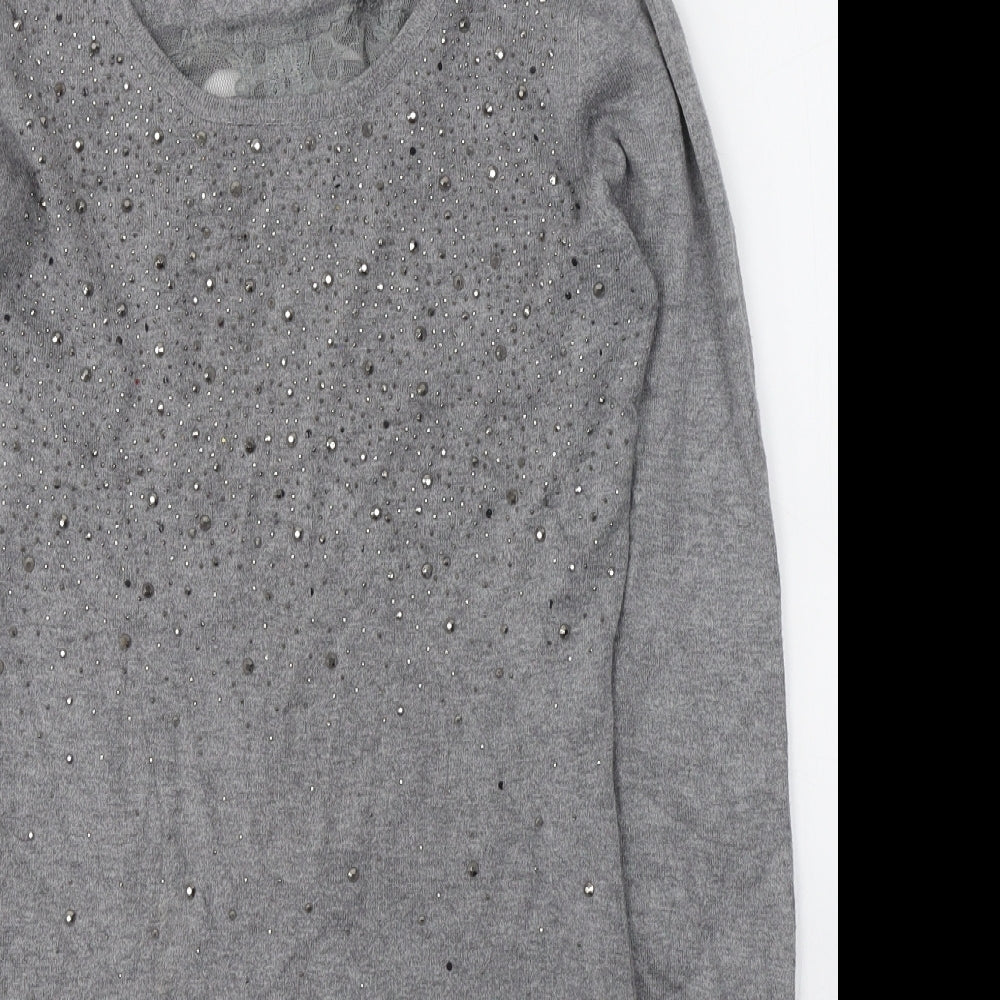 Losmoda Womens Grey  Polyester Jumper Dress  Size S  Round Neck Pullover