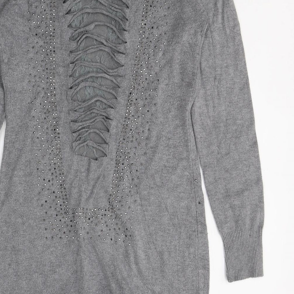 Losmoda Womens Grey  Polyester Jumper Dress  Size S  Round Neck Pullover