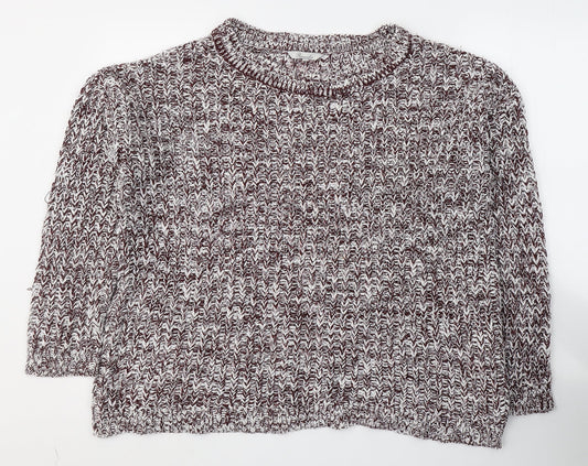 Peacocks Womens Red Round Neck  Acrylic Pullover Jumper Size L