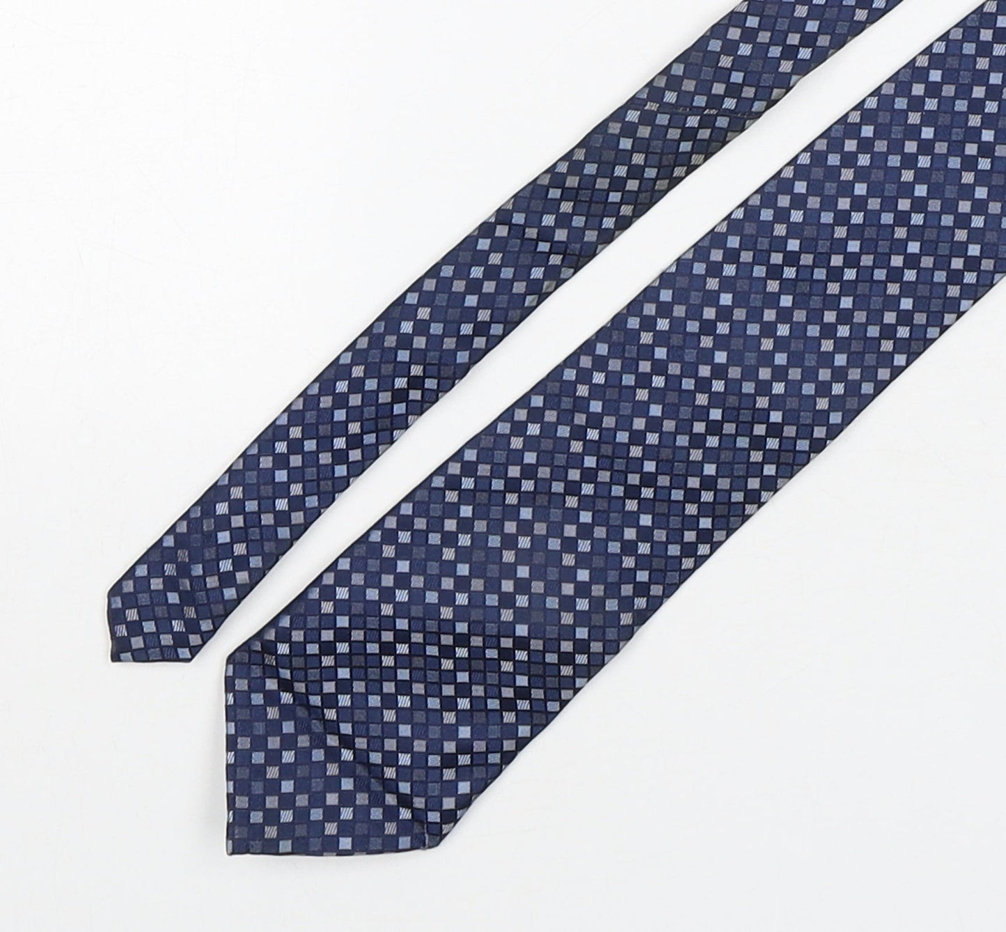 Racing Green  Mens Blue Plaids & Checks Silk Pointed Tie One Size