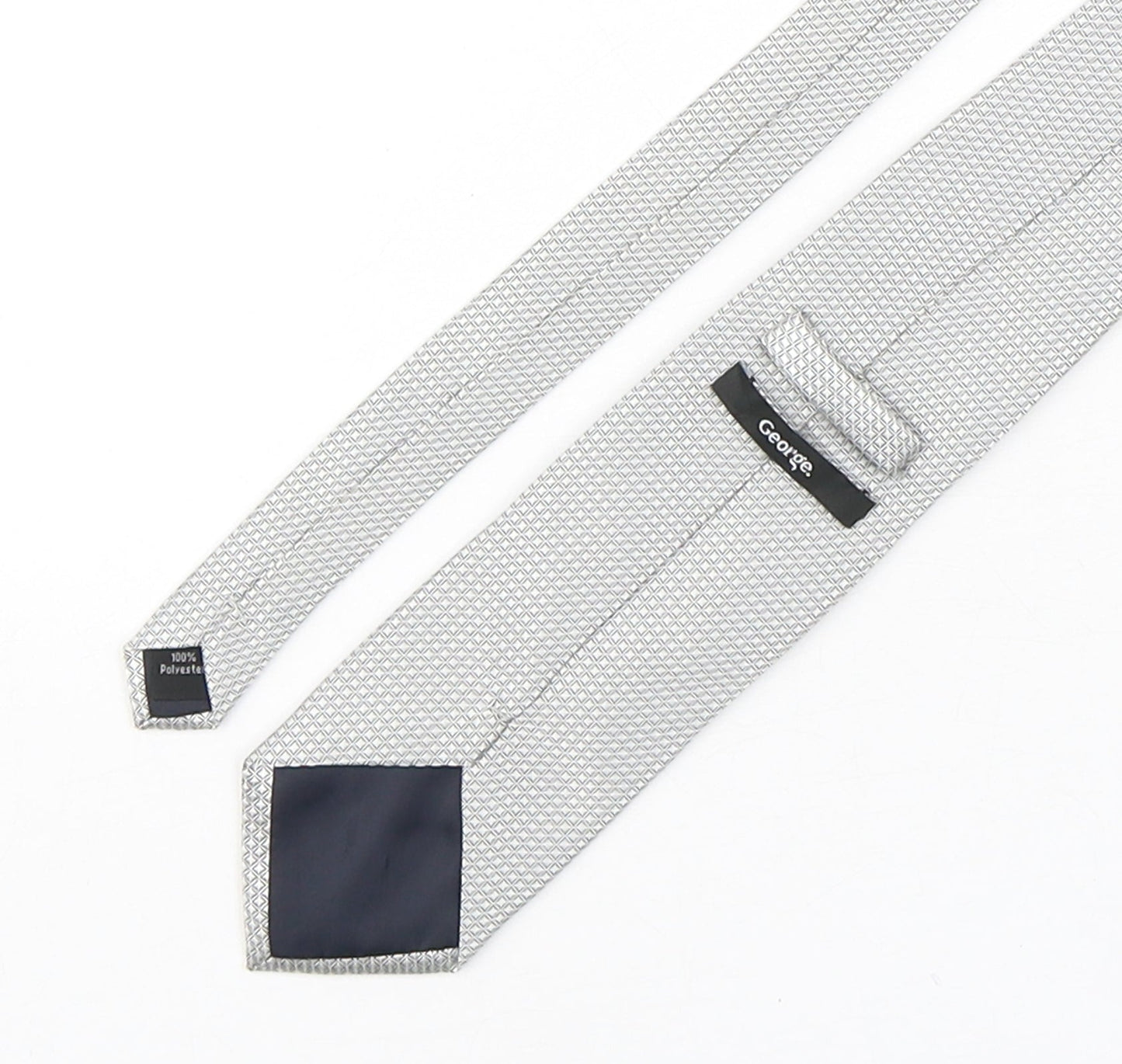 George Mens Grey Plaids & Checks Polyester Pointed Tie One Size