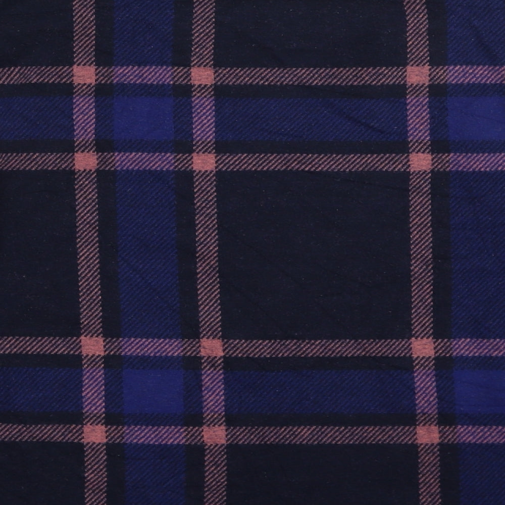 Marks and Spencer Womens Blue Plaid Polyester Pullover Sweatshirt Size 16   - Cropped