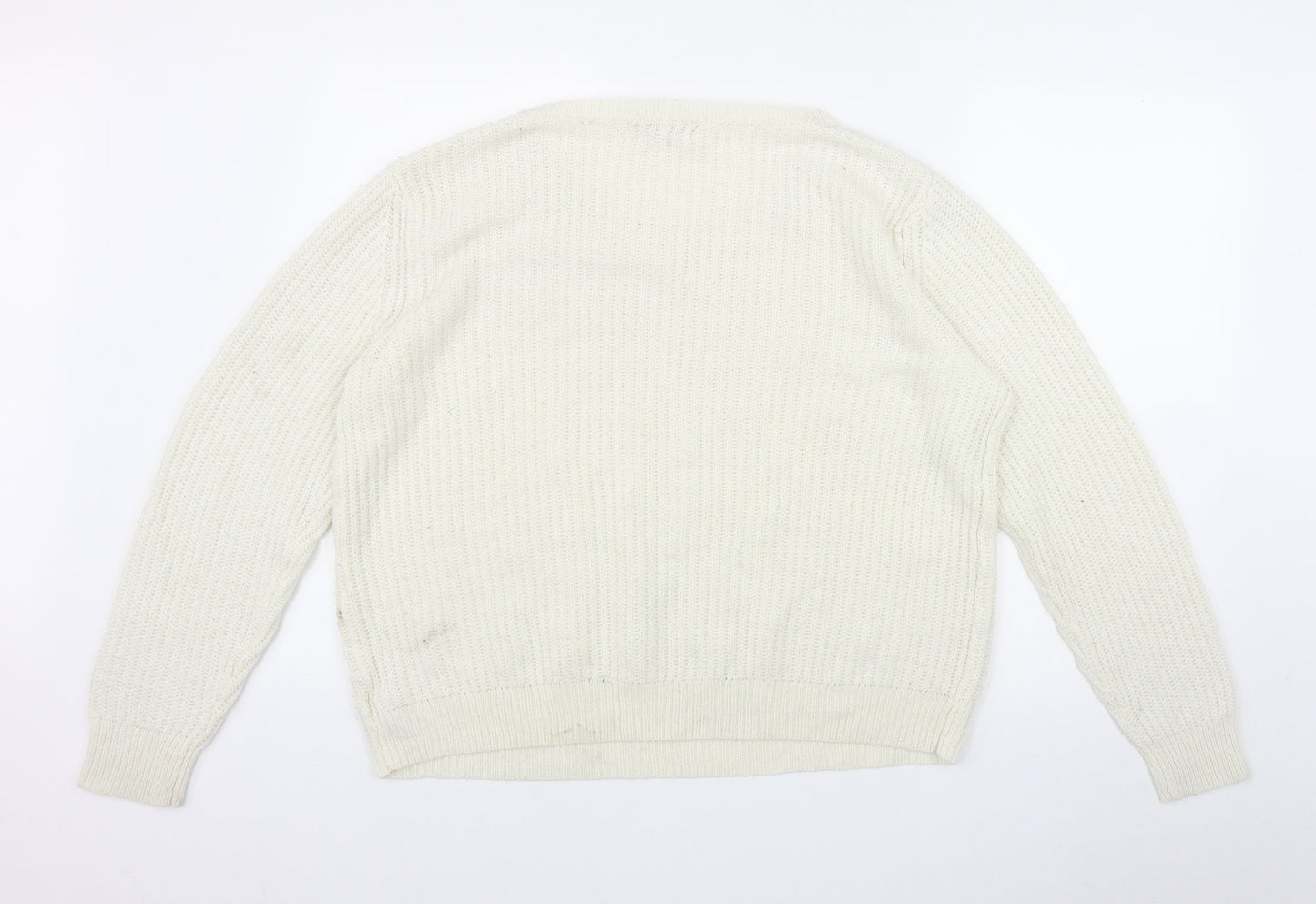 NEXT Womens Ivory Round Neck  Acrylic Pullover Jumper Size 18
