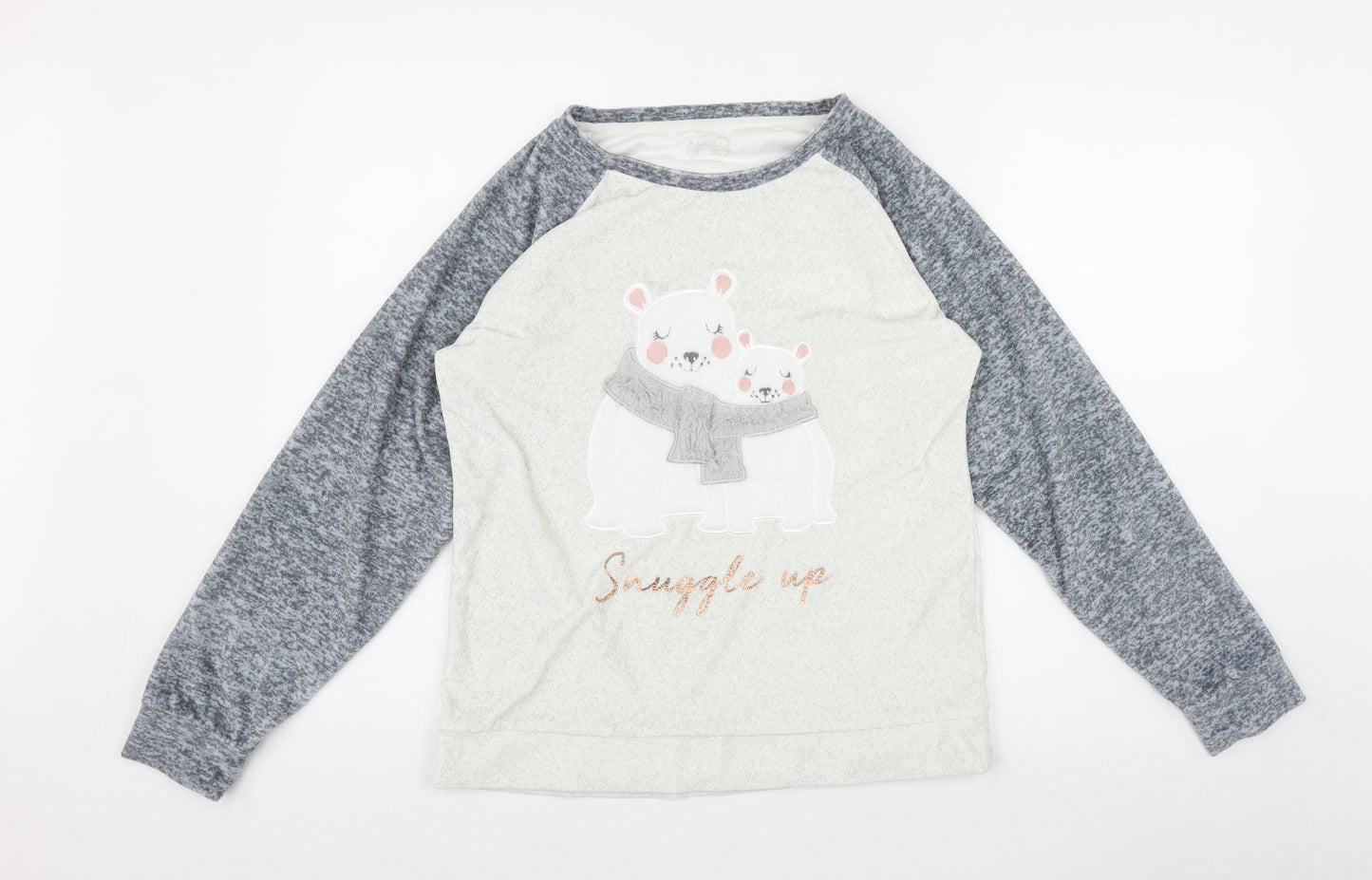 Nutmeg Womens Grey  Polyester Top Pyjama Top Size 8   - 'Snuggle Up'