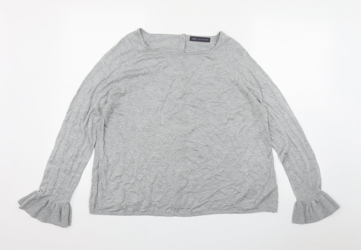 Marks and Spencer Womens Grey Round Neck  Acrylic Pullover Jumper Size 18