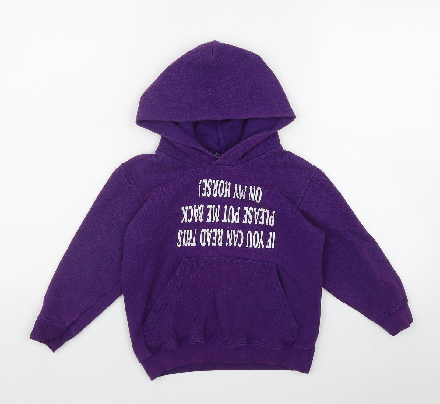 Fruit of the Loom Girls Purple  Cotton Pullover Hoodie Size 5-6 Years