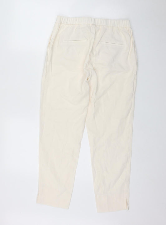 H&M Womens Ivory  Viscose Trousers  Size 8 L26 in Regular