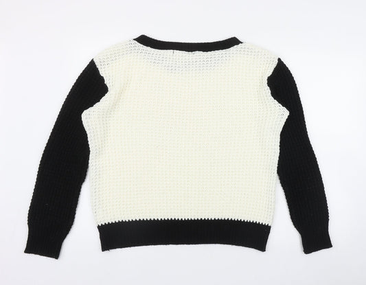 Full Circle Womens Black Round Neck  Acrylic Pullover Jumper Size S