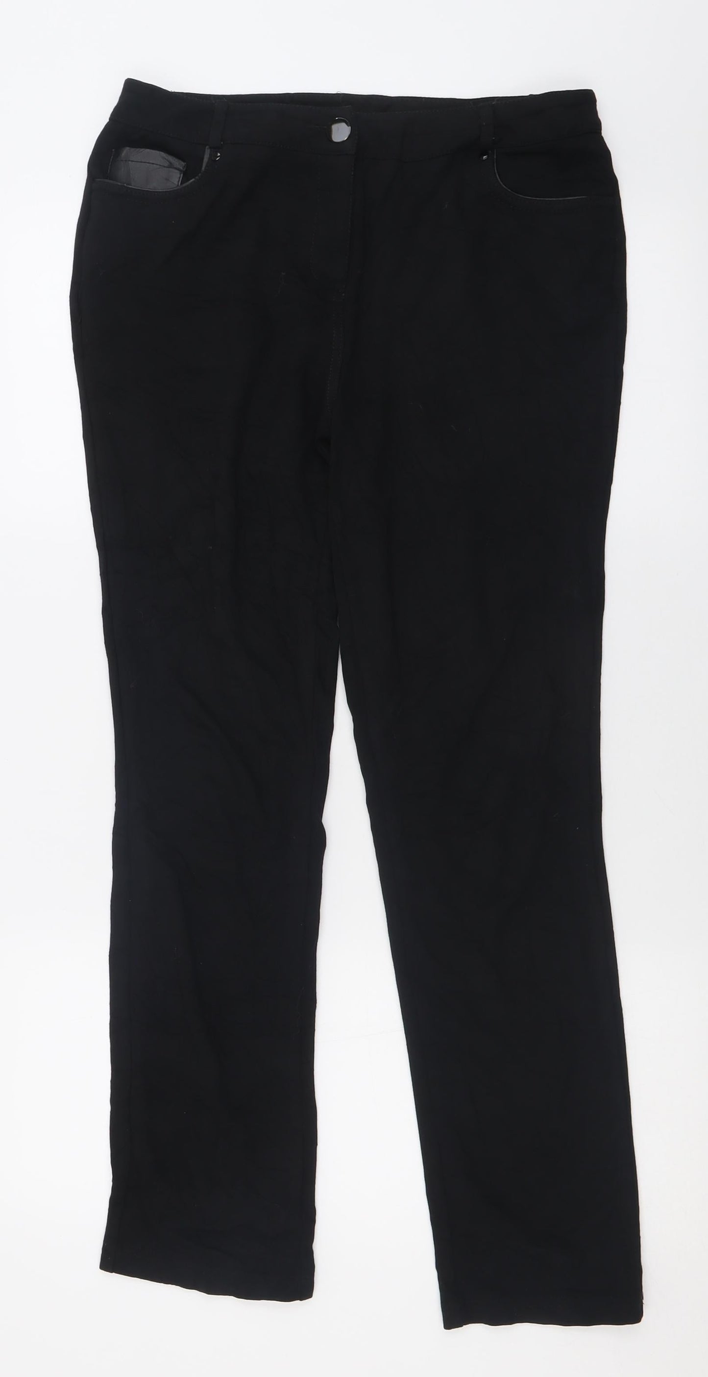 BHS Womens Black  Viscose Trousers  Size 12 L30 in Regular Button