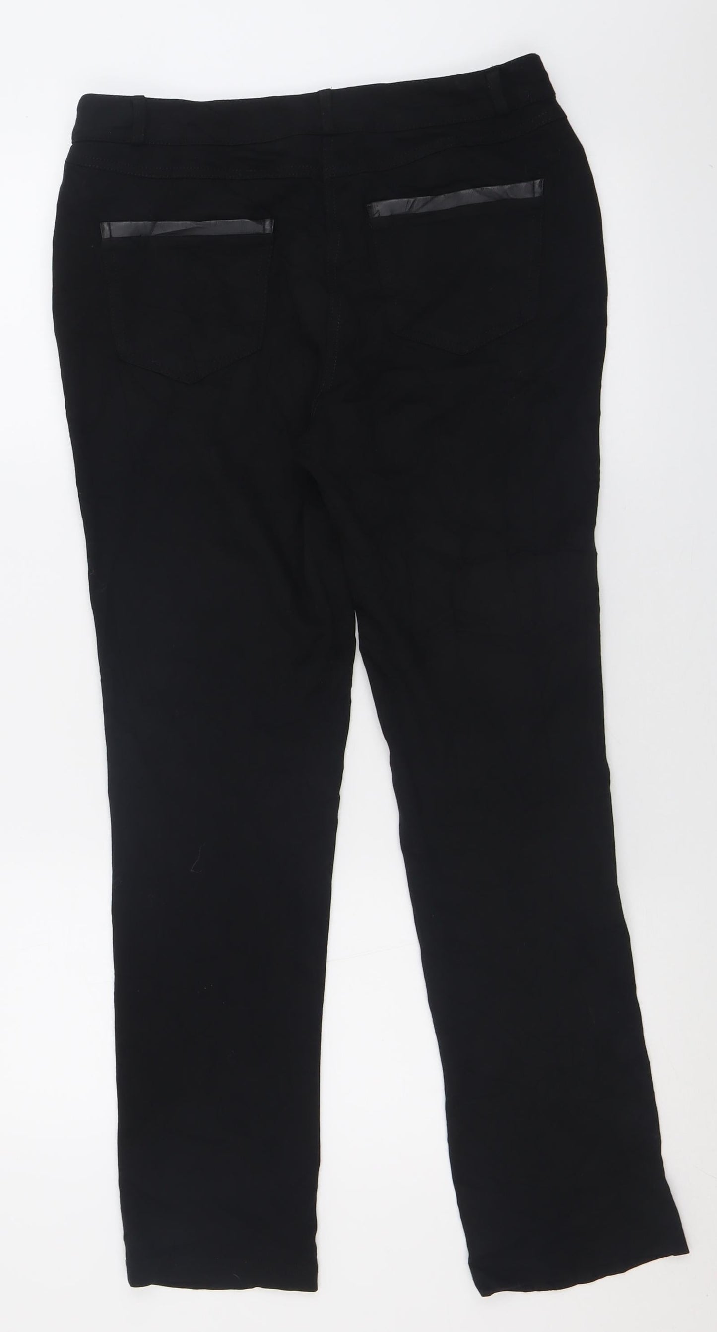 BHS Womens Black  Viscose Trousers  Size 12 L30 in Regular Button