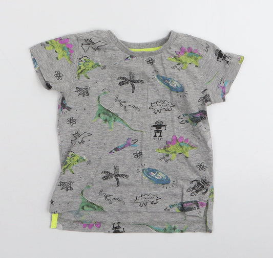 NEXT Boys Grey  Cotton Jersey T-Shirt Size 3-6 Months Round Neck Pullover - Dinosaur