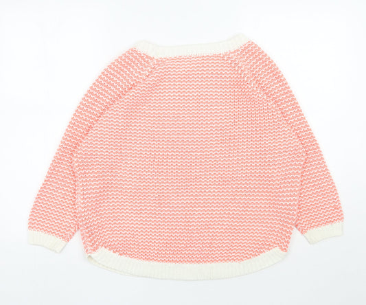 South Womens Orange Round Neck  Acrylic Pullover Jumper Size 14