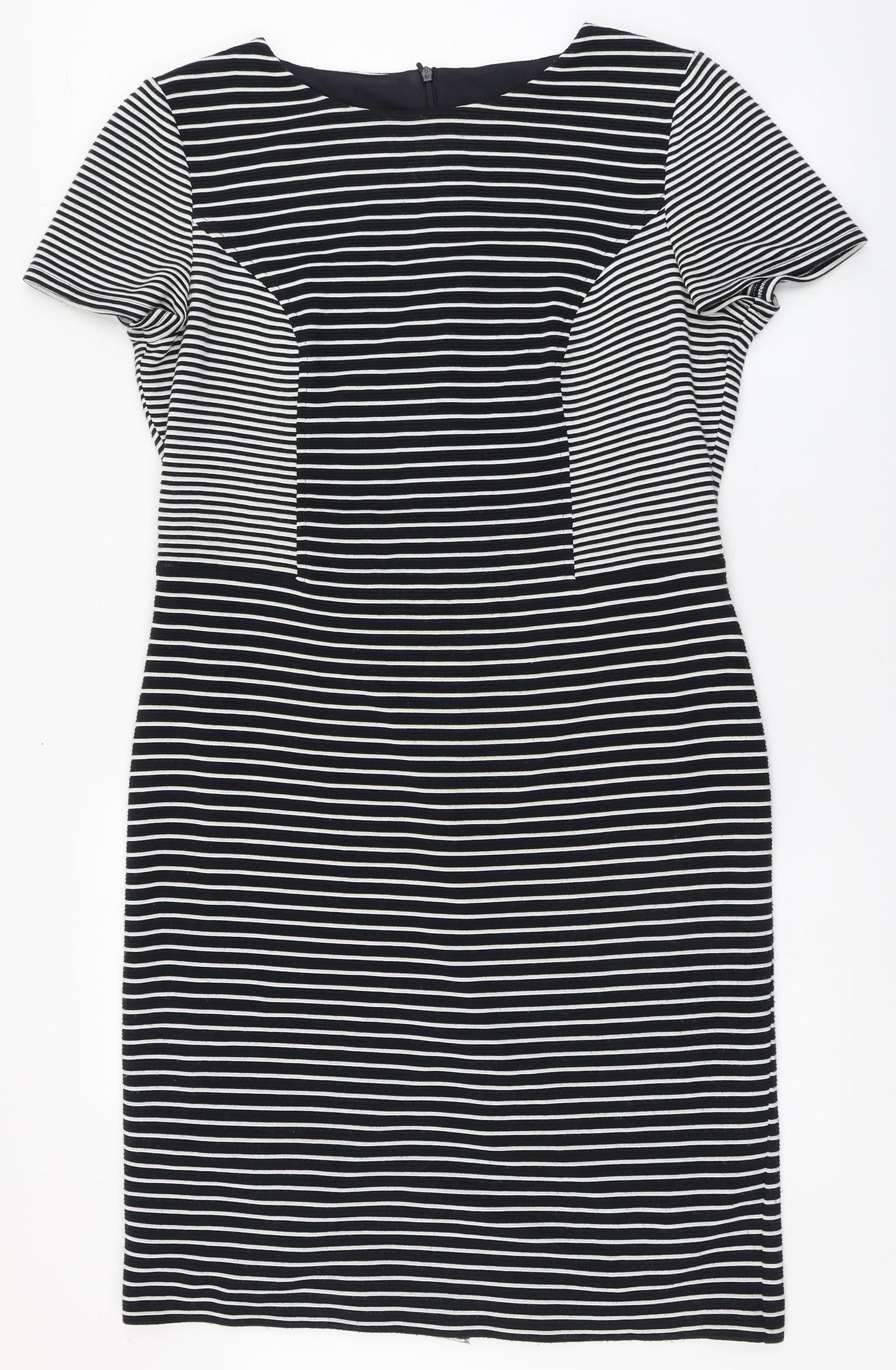 CC Womens Blue Striped Acrylic Bodycon  Size 14  Round Neck Zip - Back split