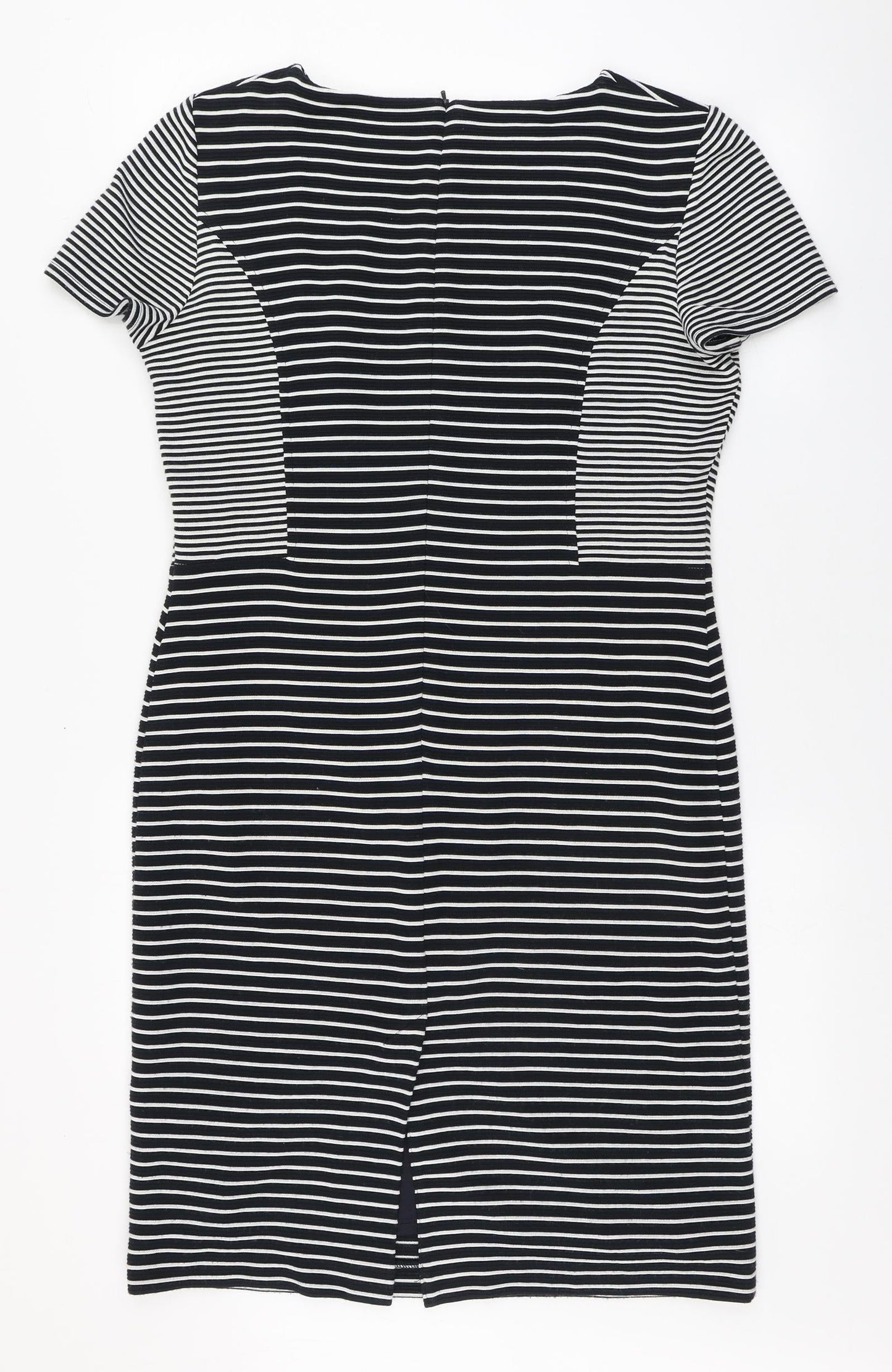 CC Womens Blue Striped Acrylic Bodycon  Size 14  Round Neck Zip - Back split