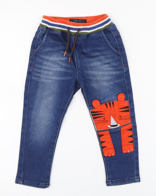 NEXT Boys Blue  Cotton Jogger Jeans Size 24 Months  Pullover - Tiger