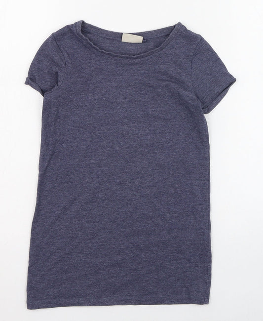 NEXT Girls Blue  Polyester Basic T-Shirt Size 6 Years Round Neck Pullover