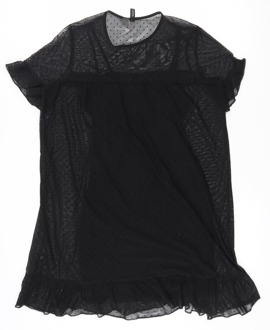 H&M Womens Black Polka Dot Polyester Tunic T-Shirt Size S Round Neck - Built in vest